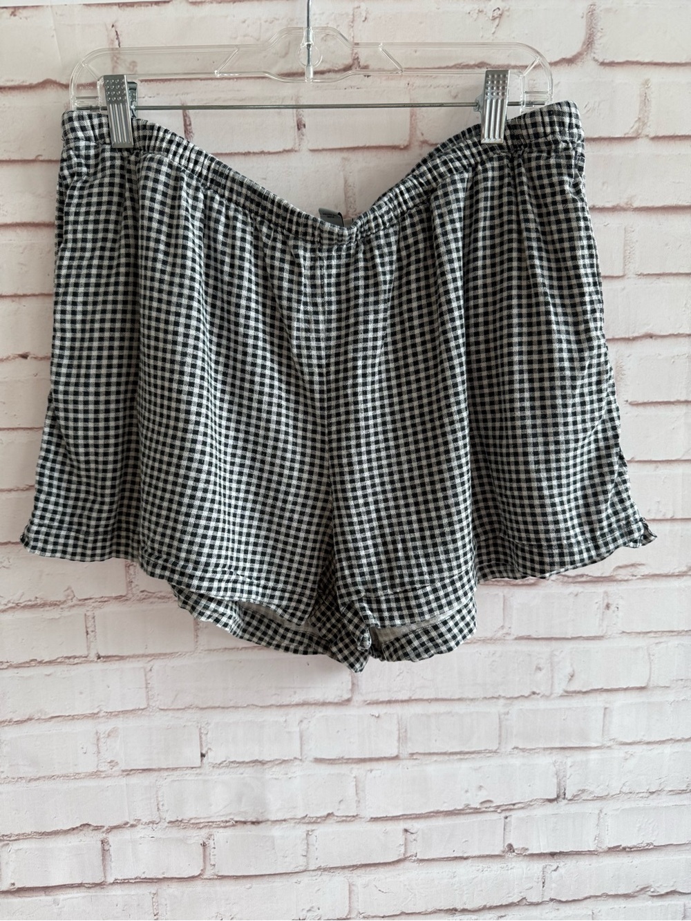 a new day Black & White Gingham High-Waist Elastic Shorts